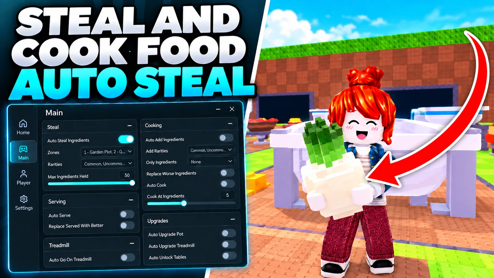Auto Steal Ingredients (zone and rarity filters), Auto Add Ingredients (rarity and ingredient filters) & Replace Worse Ingredients