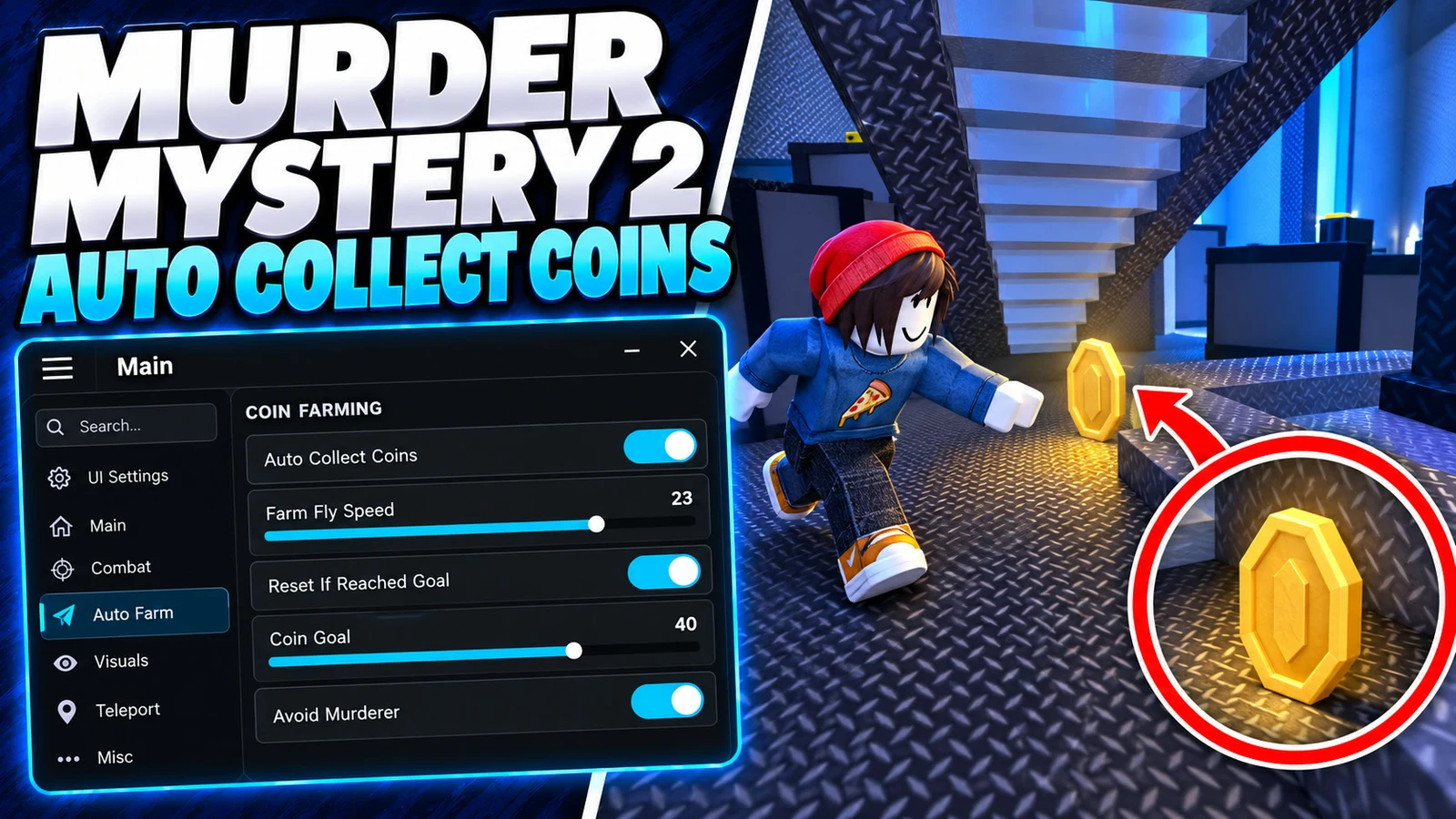 Auto Collect Coins, Auto Grab Gun & Teleport To Gun