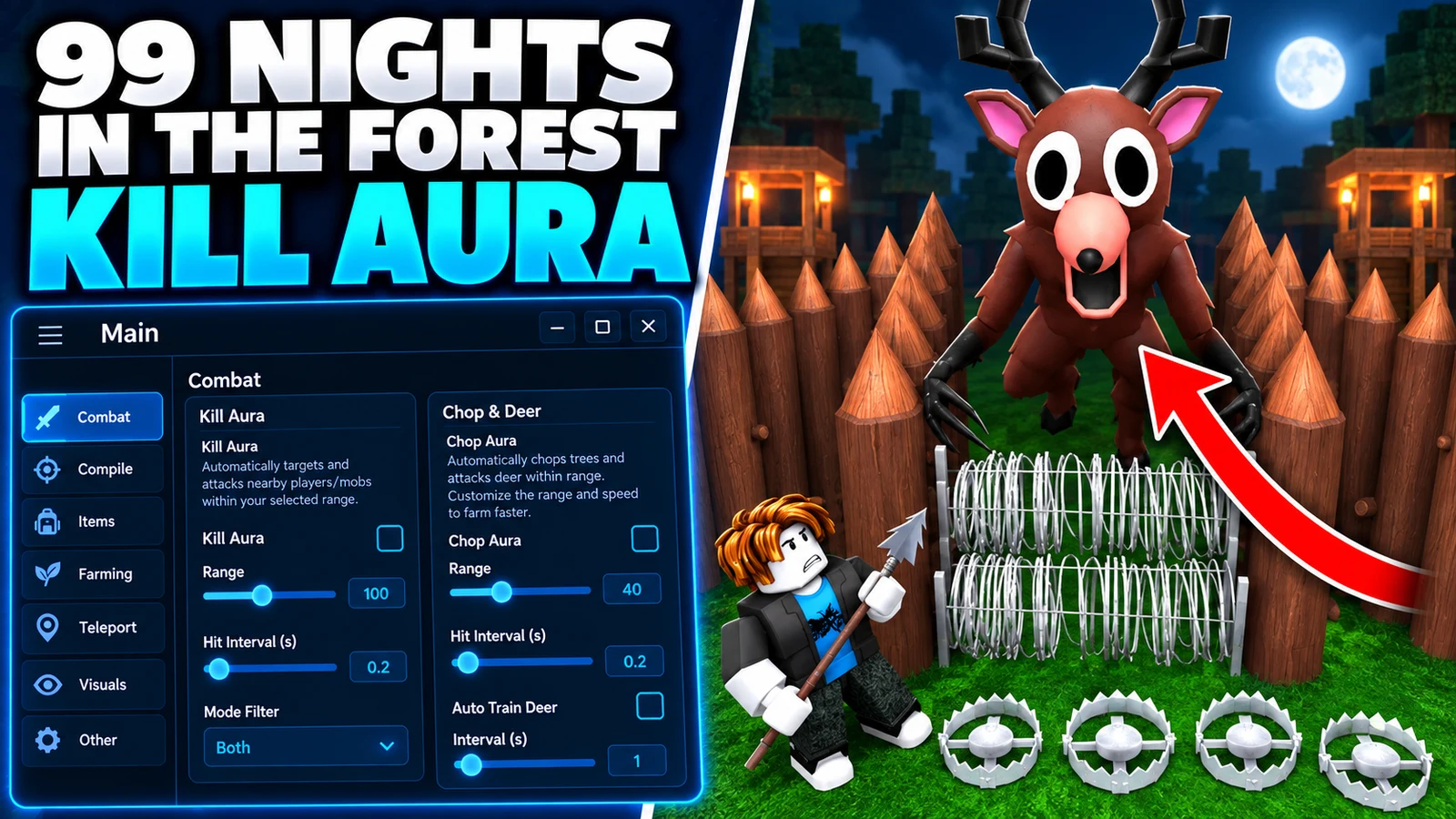 Combat & Kill Aura, Auto Feed Campfire & Auto Collect Diamonds